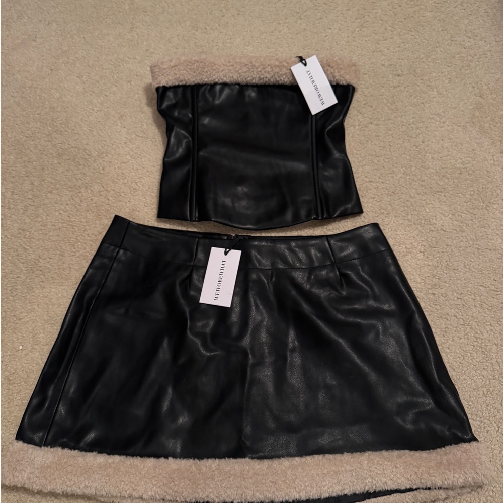 WE WORE WHAT FAUX FUR LEATHER SET